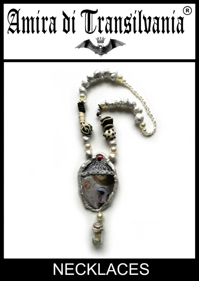 Collar Colgante Moda Dije Grueso Camafeo Audaz Medallón Mujer Joyería Artista Foto 4 de 4