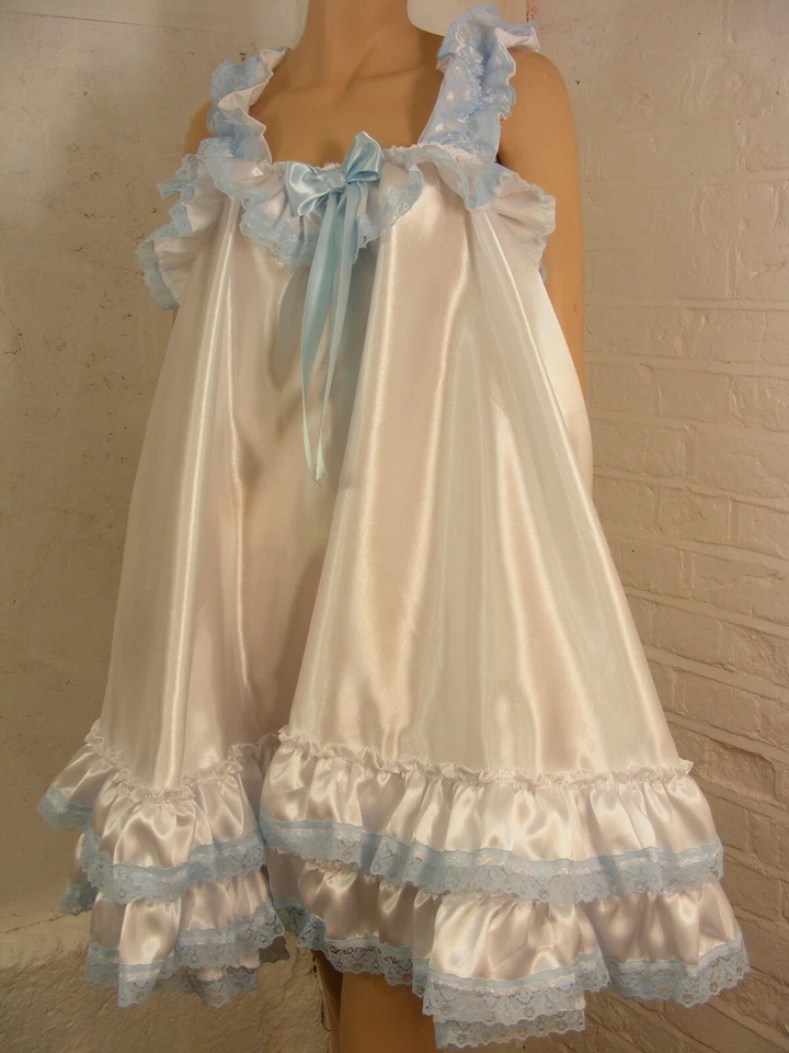 sissy ADULTO bebé vestido satinado babydoll negligee camisón disfraz criada lolita  Foto 4 de 4