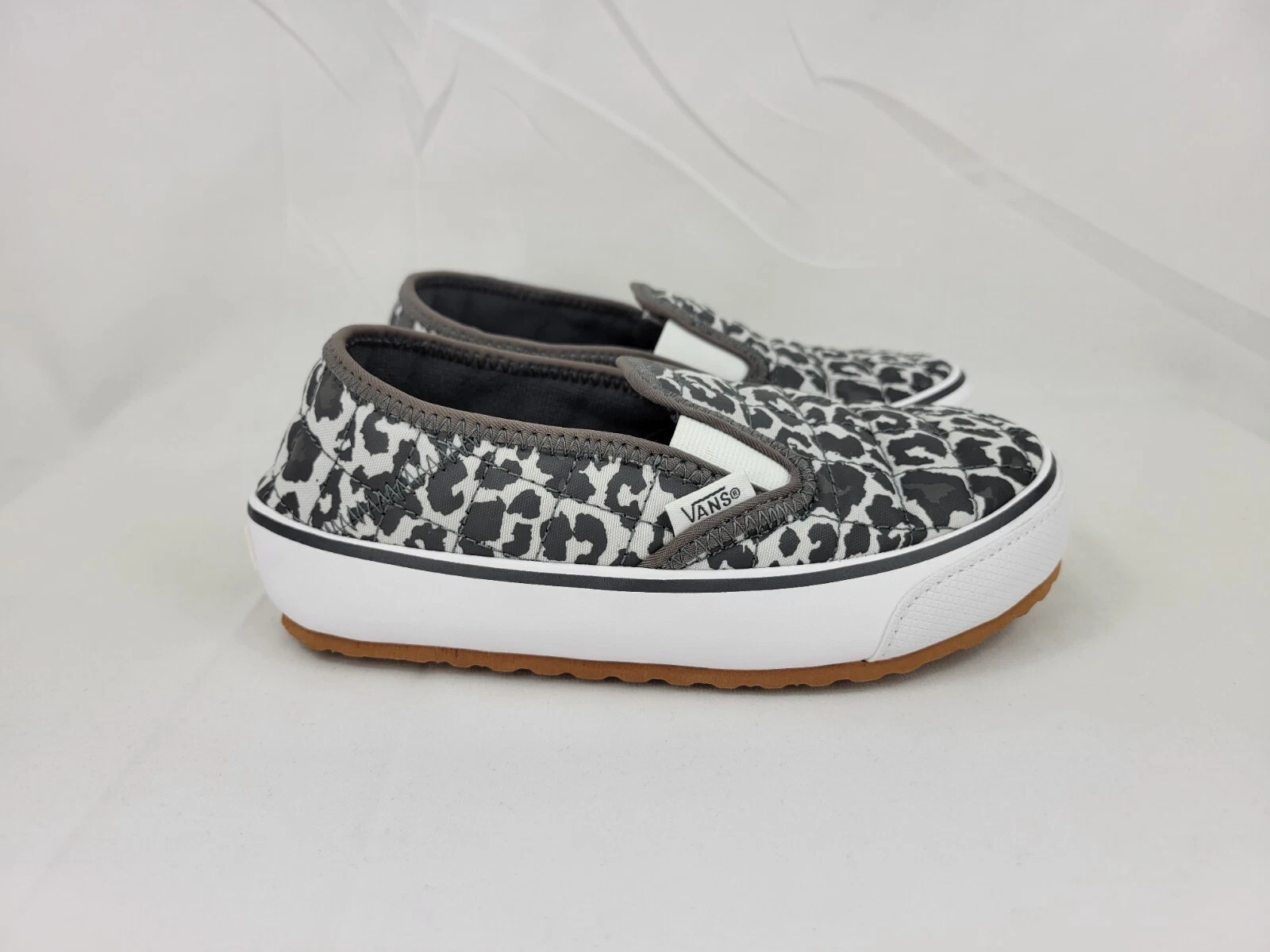 Scarpe slip on slip on Vans tela stampa animale giovani bambini taglia 1Y grigie 721454