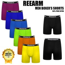 Reearm Men's 2 Pack Boxer Shorts Underwear For Sports Running 100% Pure Cotton