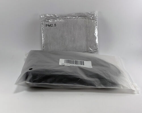 5 Black Cloth Face Masks Reusable Washable w/ Filter Pocket & 10 Filters Include