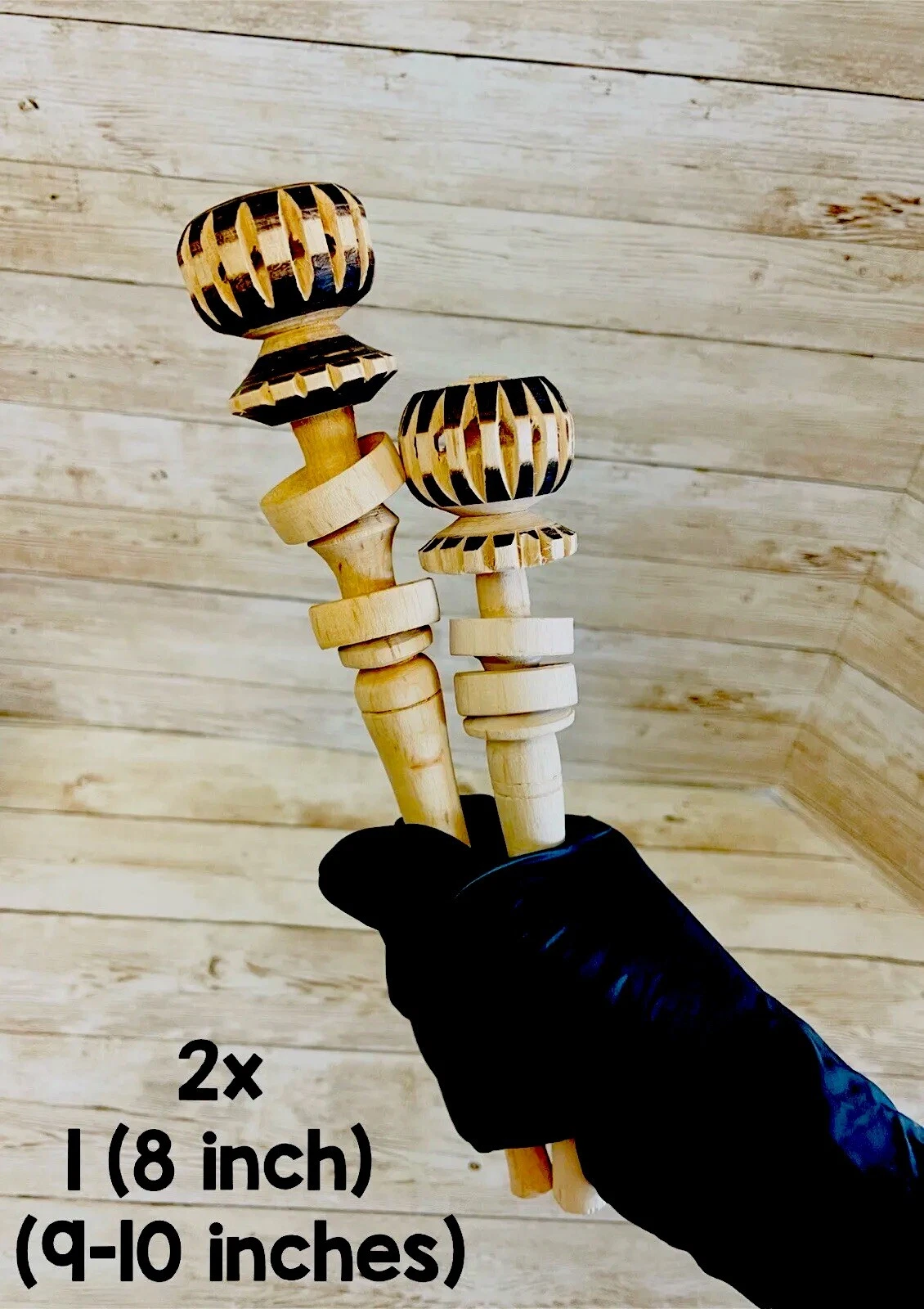 2x Mexican Wood Molinillo Stirrer 2 Molinillos Mexicano De Madera 2 Medidas