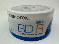 New! Sealed! Memorex Blu-Ray BD-R 4 x 25GB  (15 PAQ) Single Layer Disks