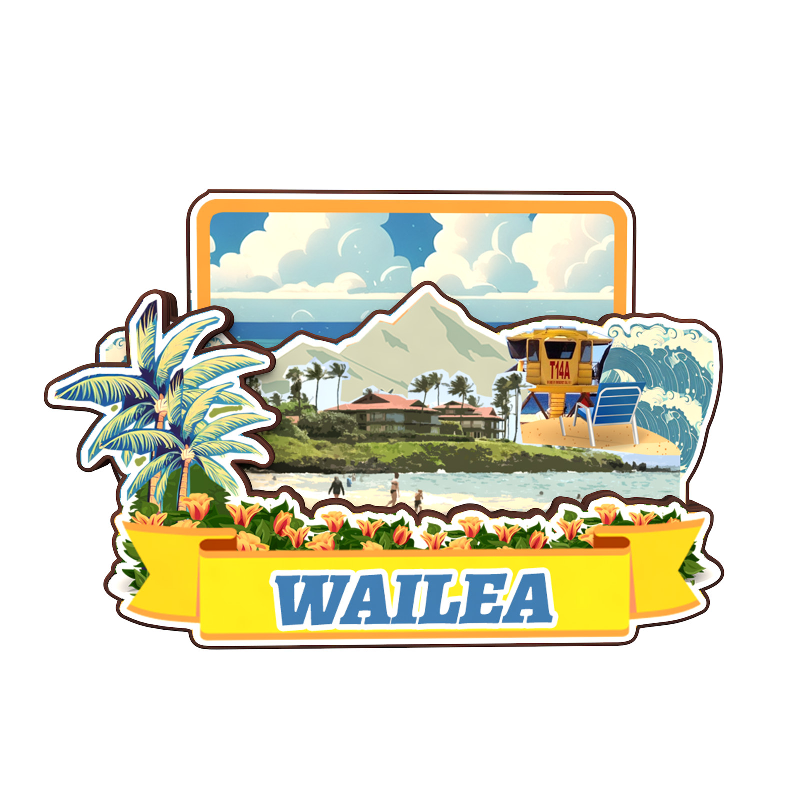 Wailea Hawaii USA Refrigerator magnet 3D travel souvenirs wood craft gifts
