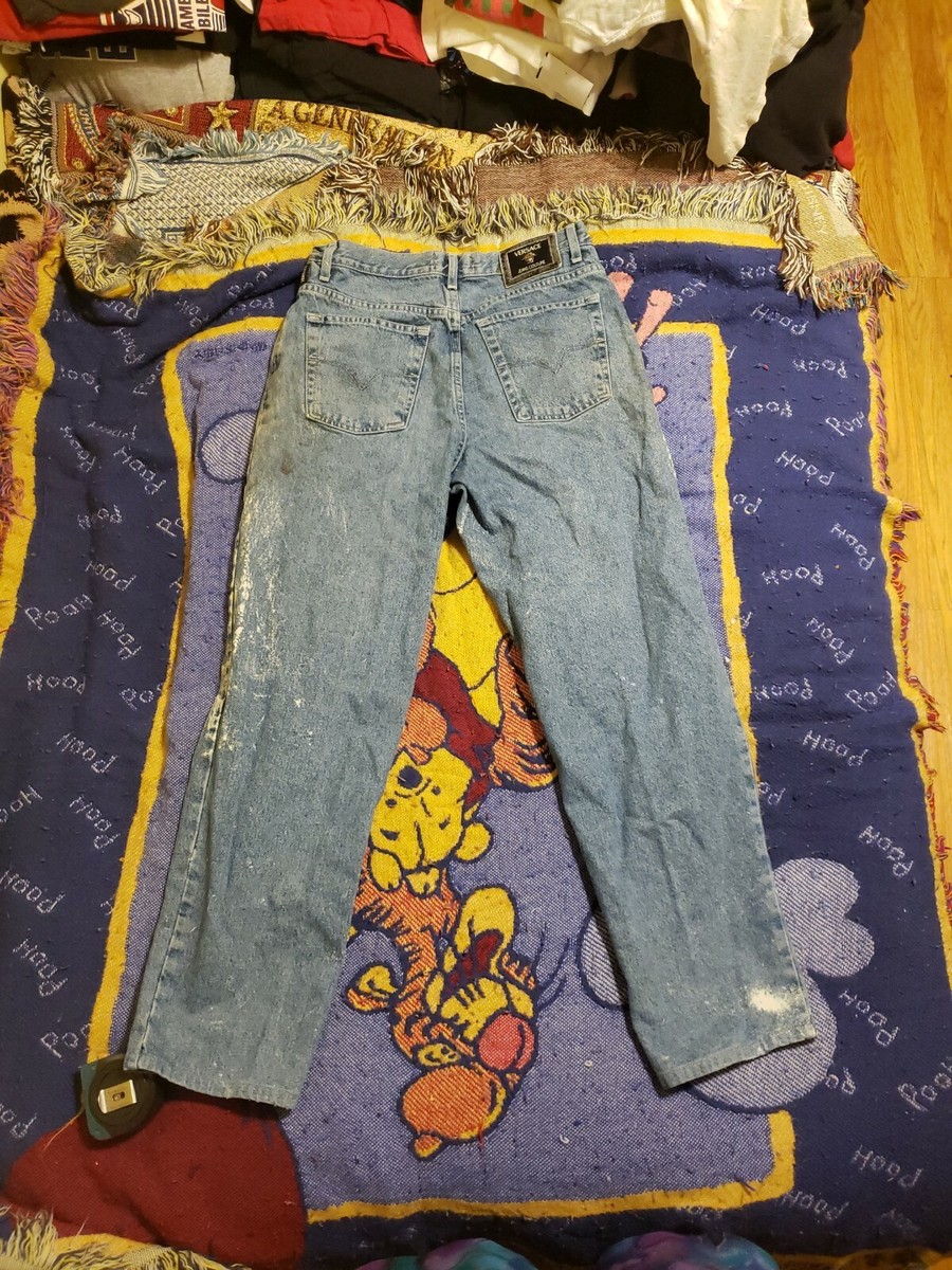 Vintage VERSACE JEANS COUTURE Blue Jeans Sz 30x32 Distressed