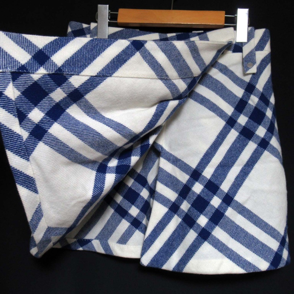 BURBERRY Check Pattern Pleated Wrap Mini Skirt Si… - image 3