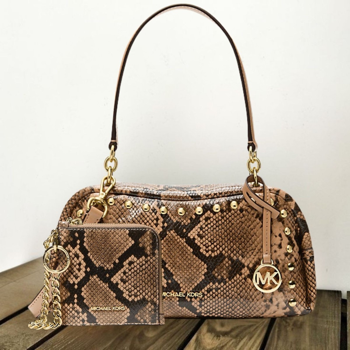￼ Celo FlyXElite Michael Kors Cecily Women Small Snake Embossed Shoulder Bag+Zip