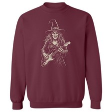 Halloween Witch Guitarist Rock Performance Unisex Crewneck Sweatshirt