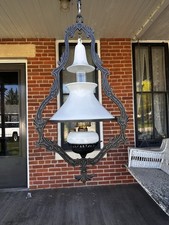 RARE 1880 Bradley & Hubbard Cast Iron Hanging Oil Lamp Fixture 12' Shade Holder