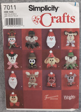 Simplicity Craft Pattern 7011 Holiday Christmas Hanging Ornaments Santa Elf UC