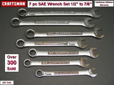 CRAFTSMAN Large 7 pc SAE Combination Wrench Set 1/2" to 7/8" NEW