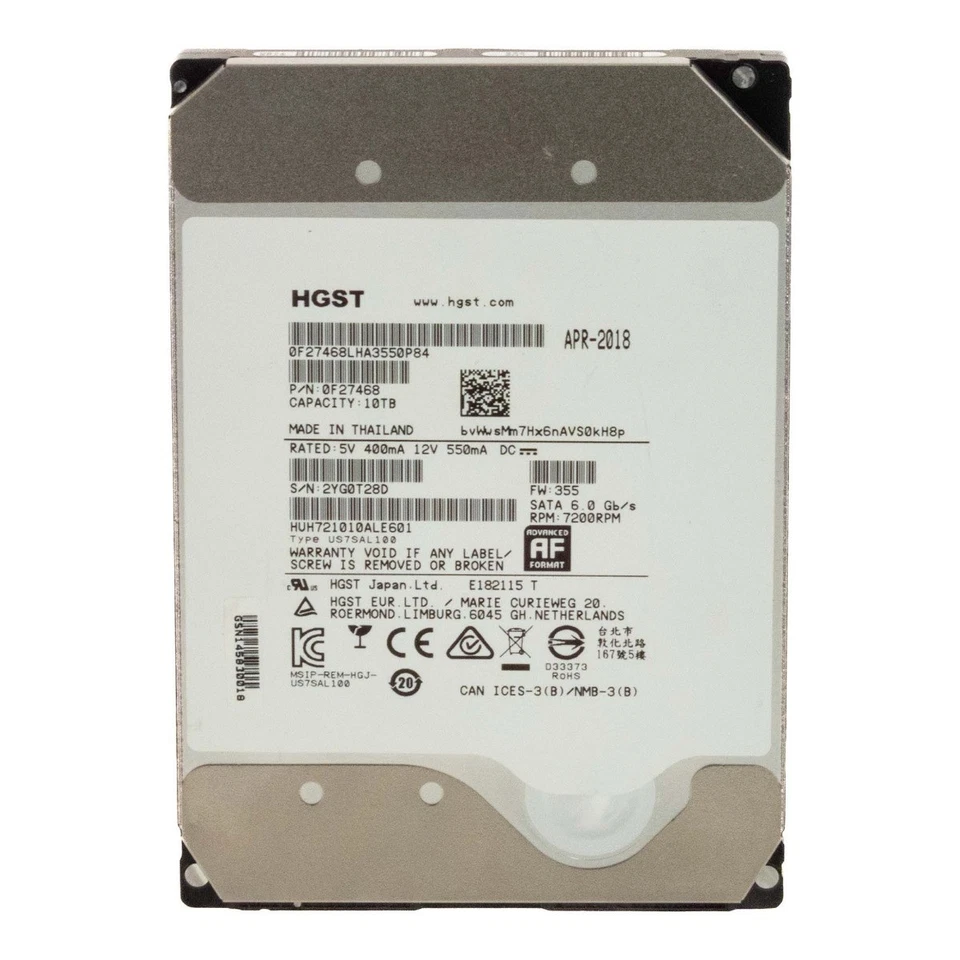FESTPLATTE HGST UltraStar He10 HUH721010ALE601 10TB 7.2K 256MB SATA III 3.5 - Bild 3 von 3