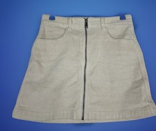 American Eagle Super Stretch Corduroy Mini Skirt Cream Ivory Full Zip Size 2L