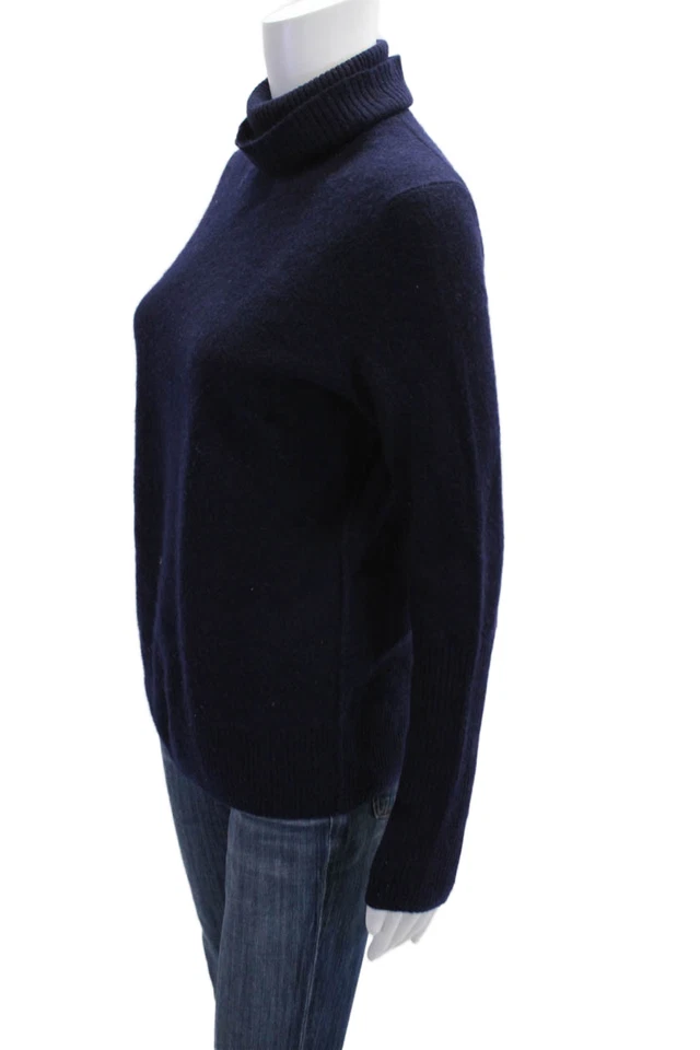 Aqua Unisex Dark Blue 100% Cashmere Turtleneck Pullover Size M - Image 2 of 4