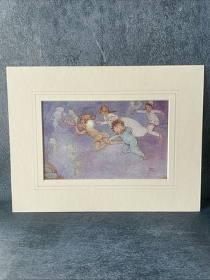 1930er Peter Pan antiker Druck Mabel Lucie Attwell montiert Kinderzimmer Kinderkunst