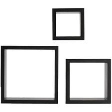 Stylish Black Floating Wall Shelves Set of 3 - Versatile Home Decor Solution