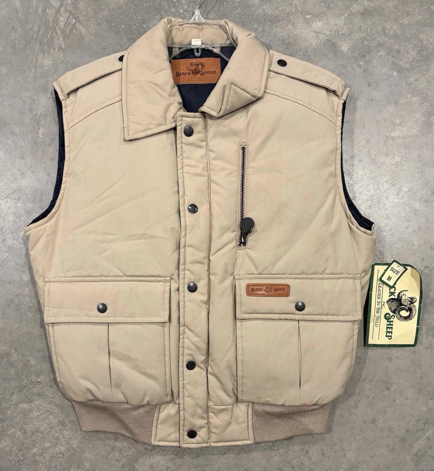 NWT Vintage Black Sheep Puffer Vest Down Insulated Mens Size Small Deadstock