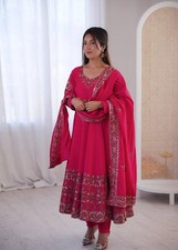 Attractive Roman Silk Pink Gown Bottom With Dupatta For Functional Wear