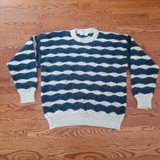 Vintage New Yorker Grandpa 3D Knit Sweater Made In The USA Large