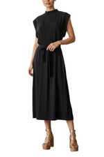 Zimmermann Cheongsam Dress | Black,Sz 0, Midi, Belt, Mandarin Collar, Viscose