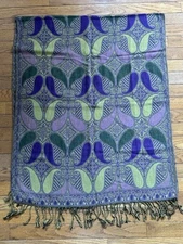 Pashmina Cashmere Silk Scarf Shawl Wrap Paisley Purple 66x26 Boho Chic