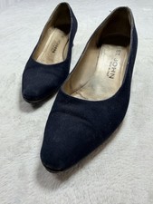 VTG St John Italian Pumps Black Suede Pointed Toe Women Sz 5.5B Block Med Heel