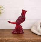 Mosser Ruby Red Cardinal Glass Figurine with Cadmium Glow