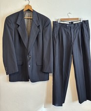 VINTAGE Christian Dior Monsieur Navy Virgin Wool Pinstripe 2-Piece Suit Sz 40L