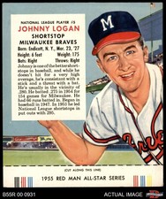 1955 Red Man #5 Johnny Logan With Tab Braves 4 - VG/EX