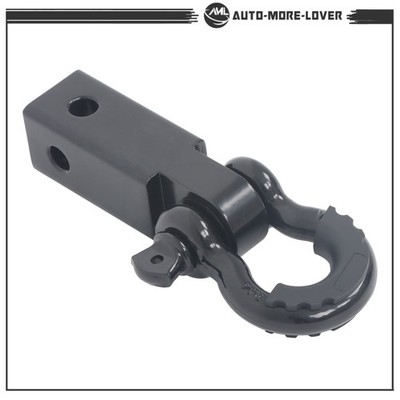Black 3/4'' D-Ring Shackle Hook, For 2'' Hitch Receiver, Heavy Duty Tow Hook Steel