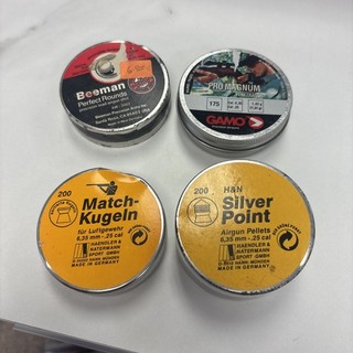 Vintage .25 Caliber Pellets (4) Tins