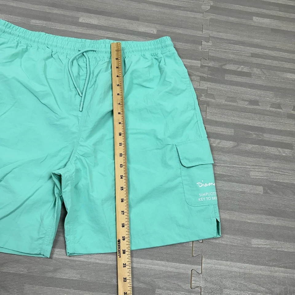 Pantalones cortos cargo Diamond Supply Co. verde azulado para hombre talla XL 7" natación turquesa Foto 3 de 4