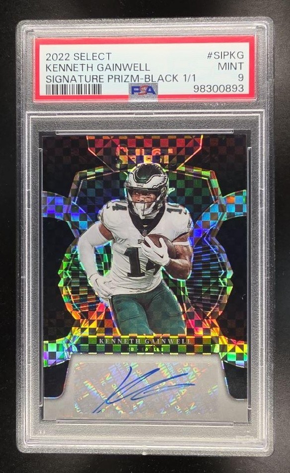 Kenneth Gainwell 2022 Panini Select Football Rookie Auto Black Prizm 1/1 PSA 9