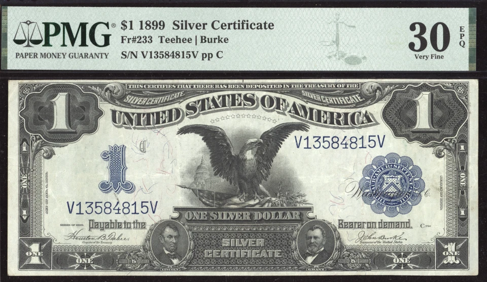 1899 $1 Black Eagle Silver Certificate - Fr. 233 - PMG 30 EPQ - Image 2 of 3