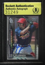 BAS 2016 Bowman Chrome Nick Plummer #BSU-NP Beckett Auth Sticker Auto ur8