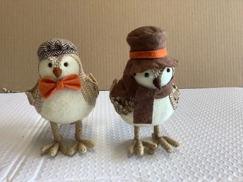 Spritz Birds Featherly Friends Harvest Autumn Set of 2 Target 6.25in Fabric