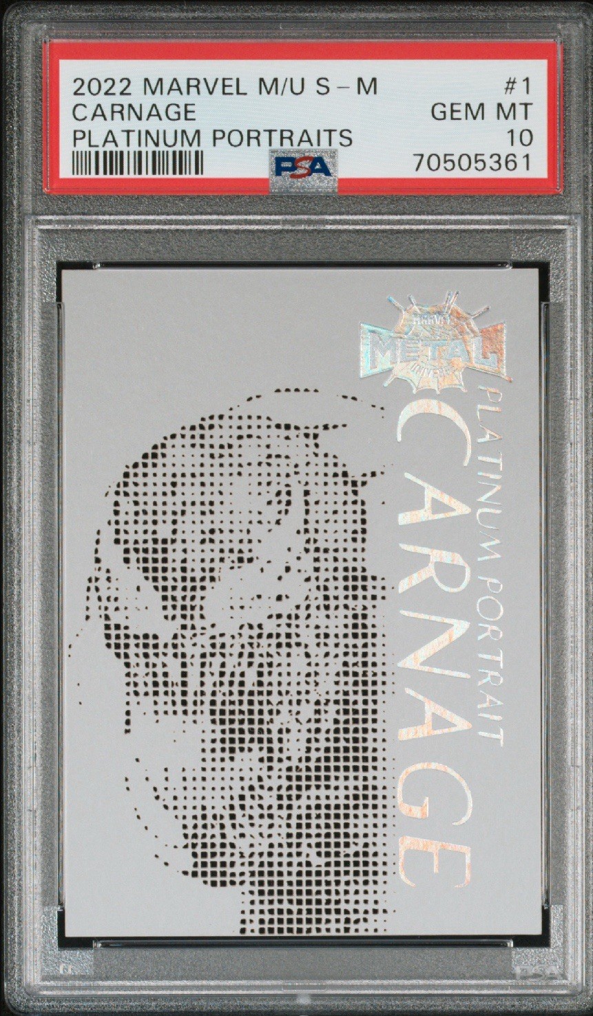 2022 Marvel Metal Spider-Man Platinum Portraits CARNAGE PSA 10 🔥 🔥 🔥