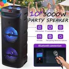 Dual 10" Subwoofer Portable Bluetooth Party Speaker with Mic,FM,TWS Heavy Bass