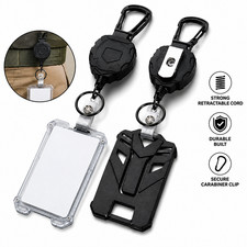 Retractable Badge Holder, Heavy Duty Carabiner Keychain, Tactical ID Card Holder
