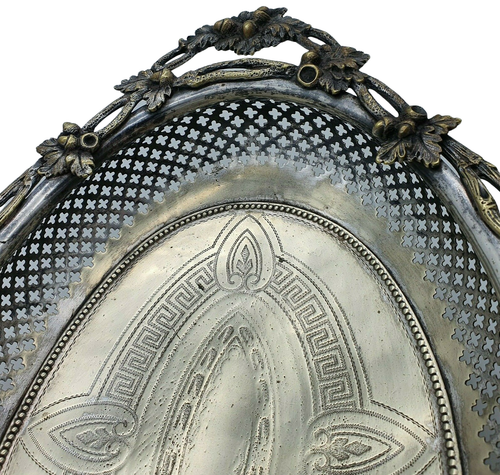 antique historicism 835 he silver pomp bowl basket acorns before 1884 734g 33cm - Picture 6 of 10