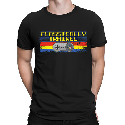 Herren Retro Gaming T-Shirt KLASSISCH TRAINIERT Controller 90er Konsole Gamer Geschenk