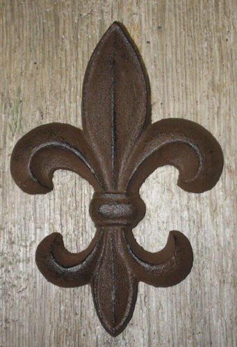 Cast Iron Antique Style Rustic Fleur De Lis Wall Decor Boy Scouts 7" Saints  - Picture 1 of 2