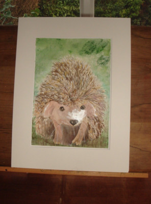 Original signiertes Kunstwerk & Zertifikat Aquarell OOAK Igel Gemälde A4