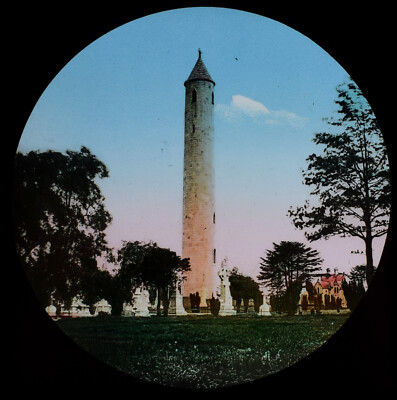 O'CONNELL'S MONUMENT GLASNEVIN CEMETERY DUBLIN C1887 PHOTO Magic Lantern Slide