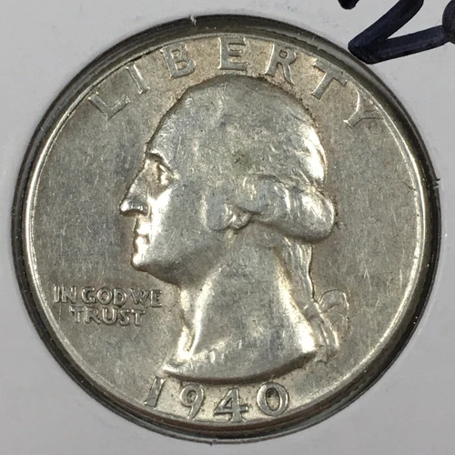 1940 Washington Quarter - About Uncirculated (AU) KM#164 - 90% Silver - 7213