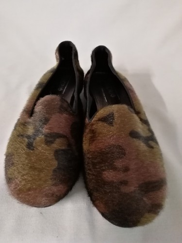 Tiberio - Camouflage Furry Slippers, Rounded Toe and hard Bottom Size Uk 5 - Picture 5 of 7