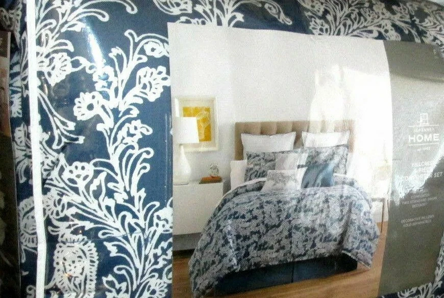 Juego de 4 edredones y fundas florales azul pergamino índigo  Foto 2 de 4