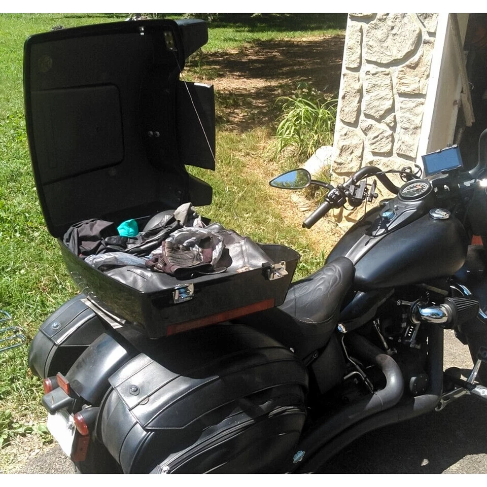 Chopped Pack Backrest Rack For 97-13 Harley Davidson Touring Road Street Glide - Imagen 3 de 4