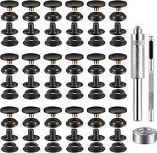 40 Pieces Snap Fastener Kit 5/8" (15mm) Stainless Buttons for Leather & Fabric