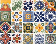 20 TILES 6" x 6" ASSORTED MEXICAN CERAMIC HANDMADE MOSAIC ART 003